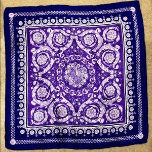 Versace Baroque Print Purple Silk Scarf
